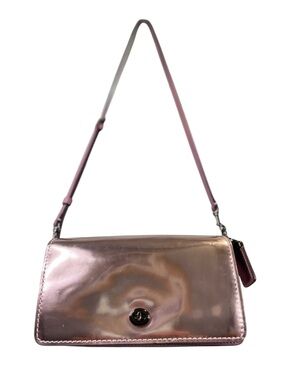COACH 1941 Dinky Metallic Pink Glovetanned Leather Crossbody Bag Clutch Turnlock